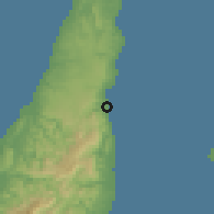 Shaded relief of the 60 km around Catmon, drawn from the GMTED2010 grid