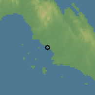 Shaded relief of the 60 km around Cawayan, drawn from the GMTED2010 grid