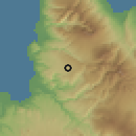 Shaded relief of the 60 km around Claveria, drawn from the GMTED2010 grid