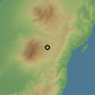Shaded relief of the 60 km around Codcod, drawn from the GMTED2010 grid
