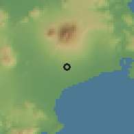 Shaded relief of the 59 km around Concepcion, drawn from the GMTED2010 grid