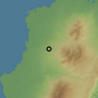 Shaded relief of the 60 km around Concepcion, drawn from the GMTED2010 grid