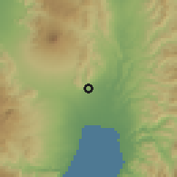 Shaded relief of the 60 km around Conel, drawn from the GMTED2010 grid