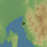 Shaded relief of the 60 km around Cuambog, drawn from the GMTED2010 grid