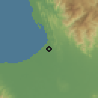 Shaded relief of the 59 km around Anonang, drawn from the GMTED2010 grid