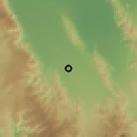 Shaded relief of the 60 km around Dajay, drawn from the GMTED2010 grid