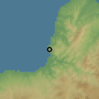 Shaded relief of the 60 km around Dalipuga, drawn from the GMTED2010 grid