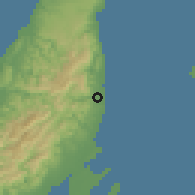 Shaded relief of the 60 km around Danao, drawn from the GMTED2010 grid