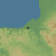 Shaded relief of the 60 km around Dancalan, drawn from the GMTED2010 grid