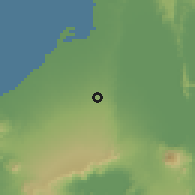 Shaded relief of the 59 km around Dasmariñas, drawn from the GMTED2010 grid