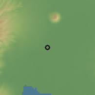 Shaded relief of the 59 km around Del Pilar, drawn from the GMTED2010 grid