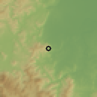 Shaded relief of the 59 km around Diffun, drawn from the GMTED2010 grid