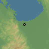 Shaded relief of the 59 km around Domalandan, drawn from the GMTED2010 grid