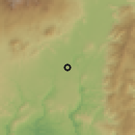 Shaded relief of the 60 km around Don Carlos, drawn from the GMTED2010 grid