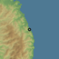Shaded relief of the 60 km around Don Marcelino, drawn from the GMTED2010 grid