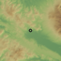 Shaded relief of the 60 km around Dumingag, drawn from the GMTED2010 grid