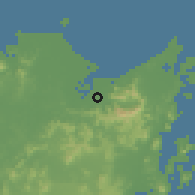 Shaded relief of the 60 km around Elizalde, drawn from the GMTED2010 grid