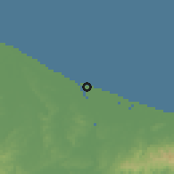 Shaded relief of the 59 km around Aparri, drawn from the GMTED2010 grid