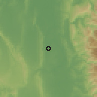 Shaded relief of the 59 km around Enrile, drawn from the GMTED2010 grid