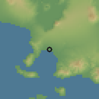 Shaded relief of the 59 km around Aplaya, drawn from the GMTED2010 grid