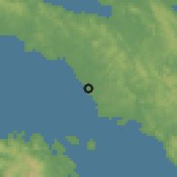 Shaded relief of the 59 km around General Luna, drawn from the GMTED2010 grid