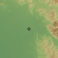 Shaded relief of the 59 km around General Mamerto Natividad, drawn from the GMTED2010 grid