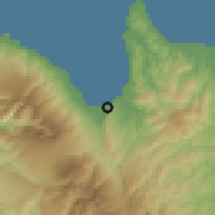 Shaded relief of the 60 km around Gingoog, drawn from the GMTED2010 grid