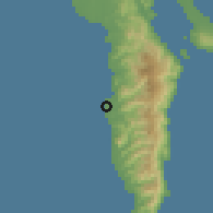 Shaded relief of the 60 km around Governador Generoso, drawn from the GMTED2010 grid