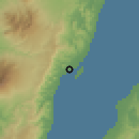 Shaded relief of the 60 km around Guadalupe, drawn from the GMTED2010 grid