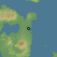 Shaded relief of the 60 km around Gubat, drawn from the GMTED2010 grid