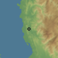 Shaded relief of the 59 km around Aringay, drawn from the GMTED2010 grid