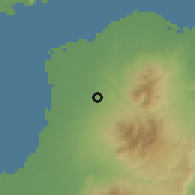 Shaded relief of the 60 km around Guimbala-on, drawn from the GMTED2010 grid