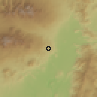 Shaded relief of the 60 km around Guinoyuran, drawn from the GMTED2010 grid