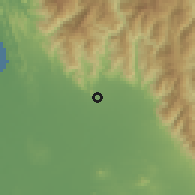 Shaded relief of the 59 km around Guiset, drawn from the GMTED2010 grid
