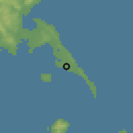 Shaded relief of the 60 km around Guiuan, drawn from the GMTED2010 grid