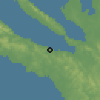 Shaded relief of the 59 km around Gumaca, drawn from the GMTED2010 grid