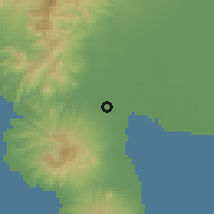 Shaded relief of the 59 km around Hermosa, drawn from the GMTED2010 grid