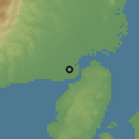 Shaded relief of the 60 km around Iloilo, drawn from the GMTED2010 grid