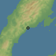 Shaded relief of the 60 km around Inayagan, drawn from the GMTED2010 grid