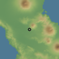 Shaded relief of the 60 km around Iriga, drawn from the GMTED2010 grid