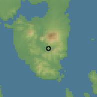 Shaded relief of the 60 km around Irosin, drawn from the GMTED2010 grid
