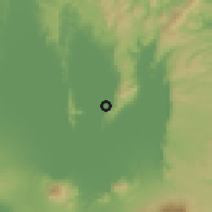Shaded relief of the 59 km around Jala-Jala, drawn from the GMTED2010 grid