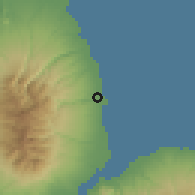 Shaded relief of the 60 km around Jimenez, drawn from the GMTED2010 grid