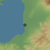Shaded relief of the 60 km around Aguisan, drawn from the GMTED2010 grid