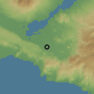 Shaded relief of the 60 km around Kapatagan, drawn from the GMTED2010 grid