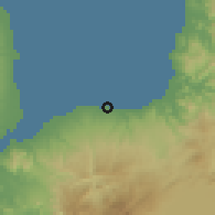 Shaded relief of the 60 km around Kauswagan, drawn from the GMTED2010 grid