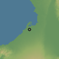 Shaded relief of the 59 km around Kawit, drawn from the GMTED2010 grid