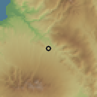 Shaded relief of the 60 km around Kisolon, drawn from the GMTED2010 grid
