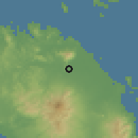 Shaded relief of the 59 km around Labo, drawn from the GMTED2010 grid
