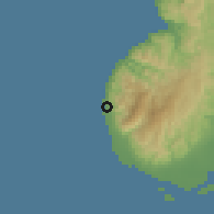 Shaded relief of the 60 km around Labuan, drawn from the GMTED2010 grid